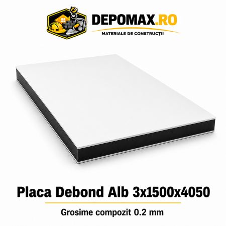 Placa BOND alb 3mm, 1500x4050mm, aluminiu 0.2mm